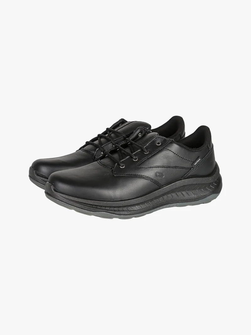 Sneakers da uomo in pelle con lacci - nero