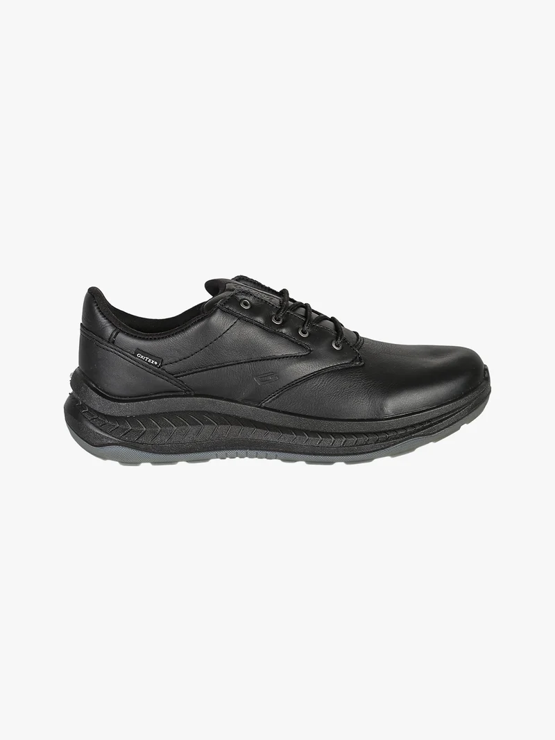 Sneakers da uomo in pelle con lacci - nero
