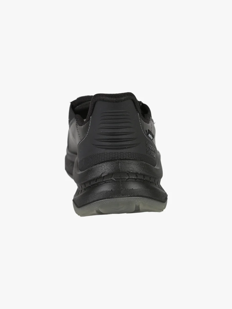 Sneakers uomo in pelle con lacci elastici - nero