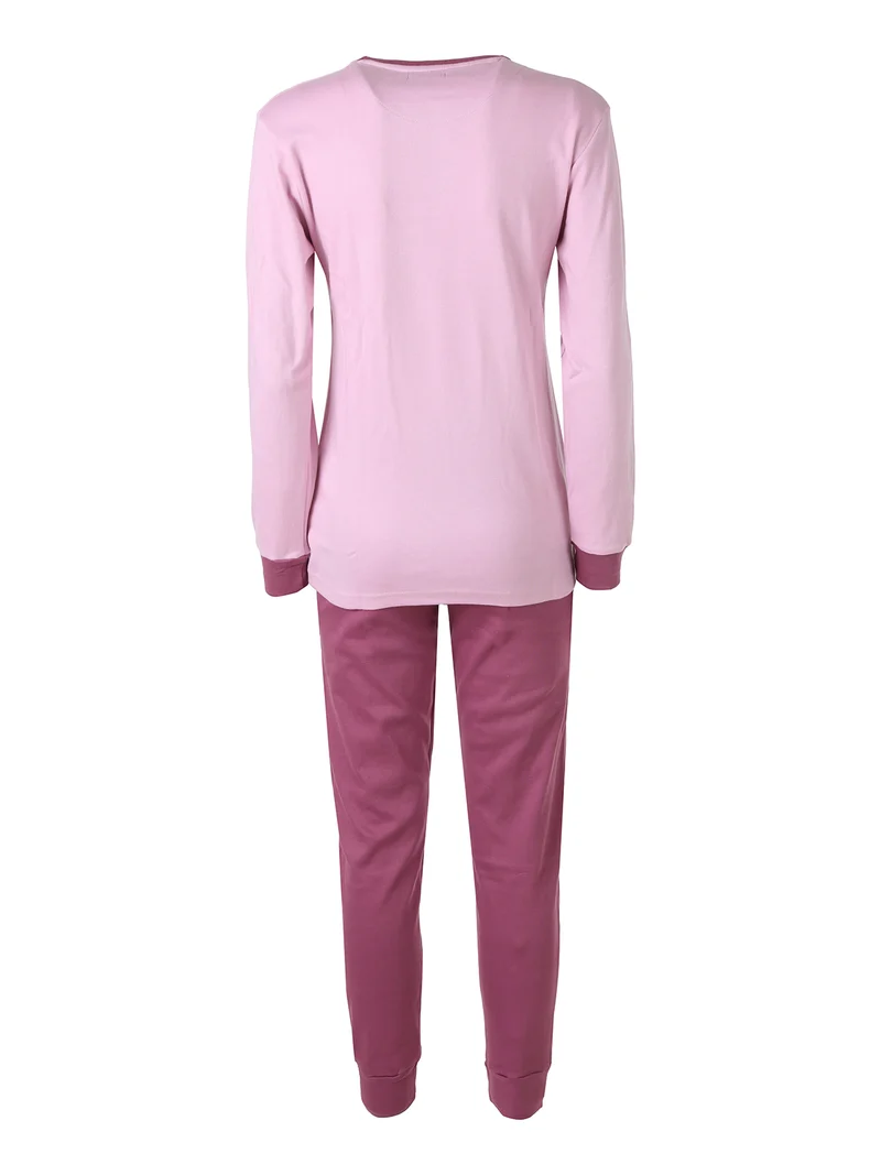 Pigiama donna in caldo cotone con stampa orsacchiotti - rosa