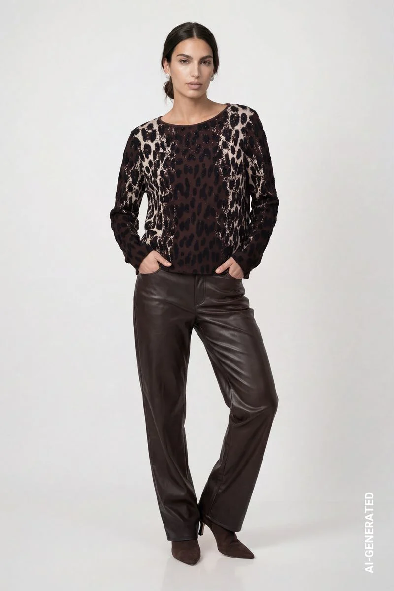 Strickpullover mit Leo-Jacquard-Muster
