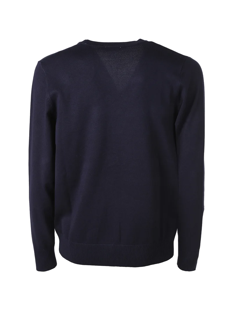 Cardigan da uomo in maglia con bottoni e logo - blu scuro
