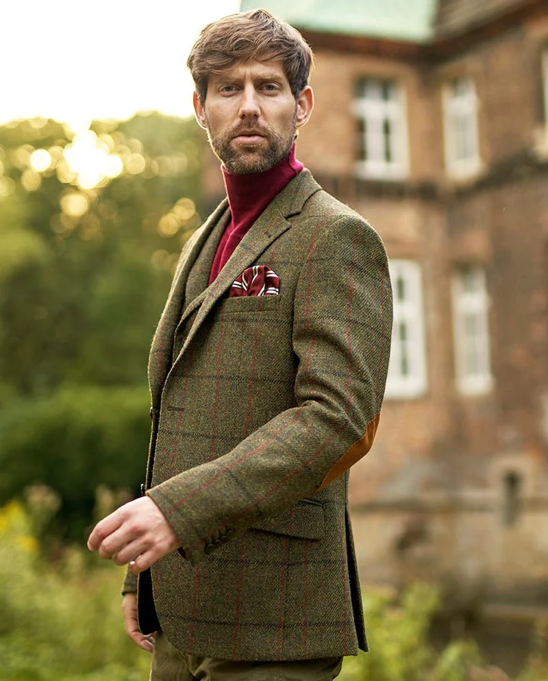 Harris Tweed Sakko "London" in green Overcheck