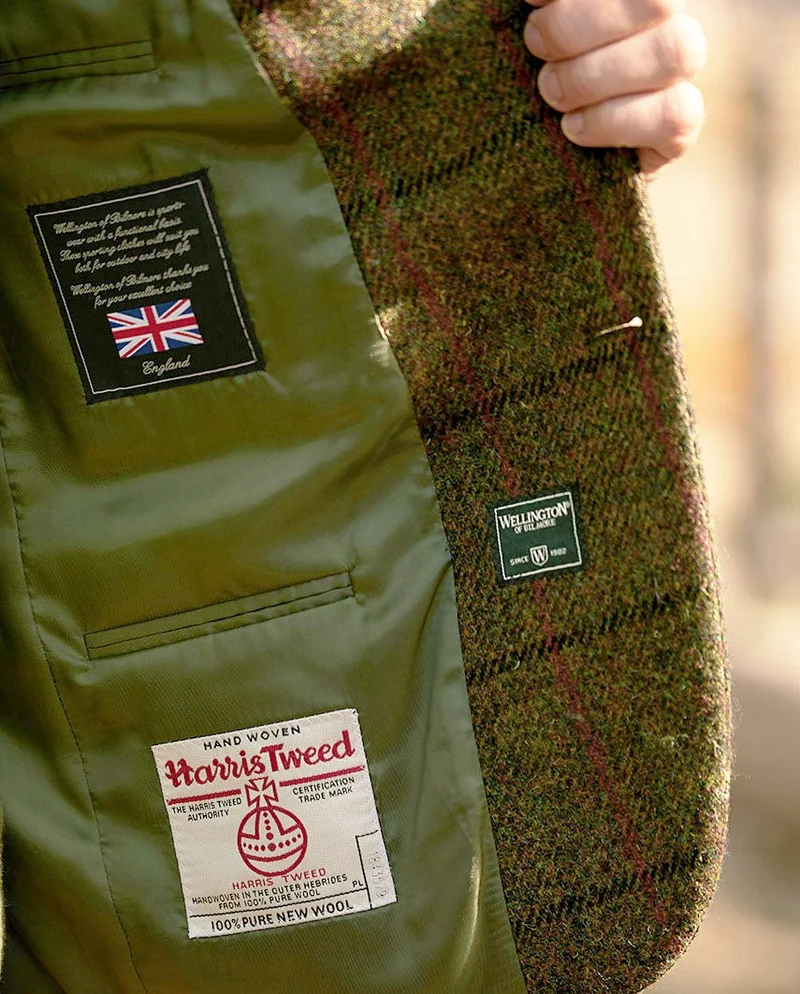 Harris Tweed Sakko "London" in green Overcheck