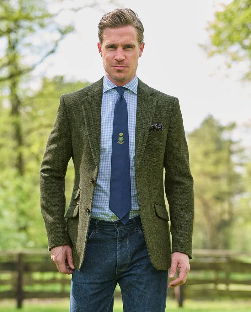 Harris Tweed Sakko "London" in green Island Herringbone
