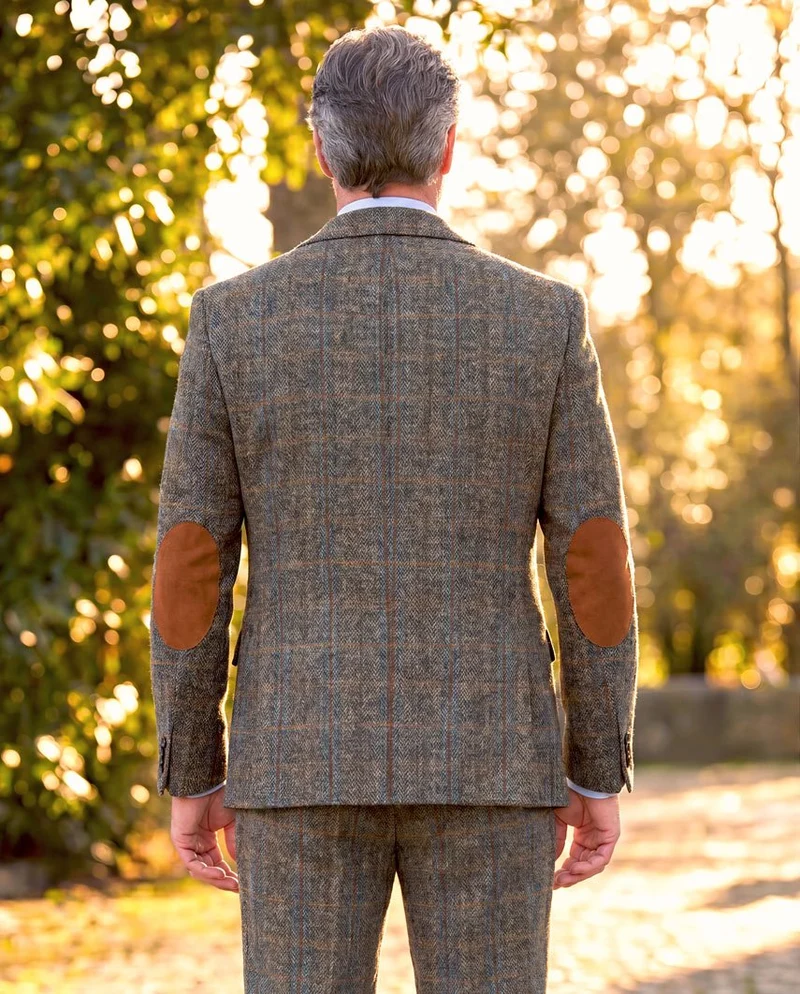 Harris Tweed Sakko "London" in green-blue herringbone