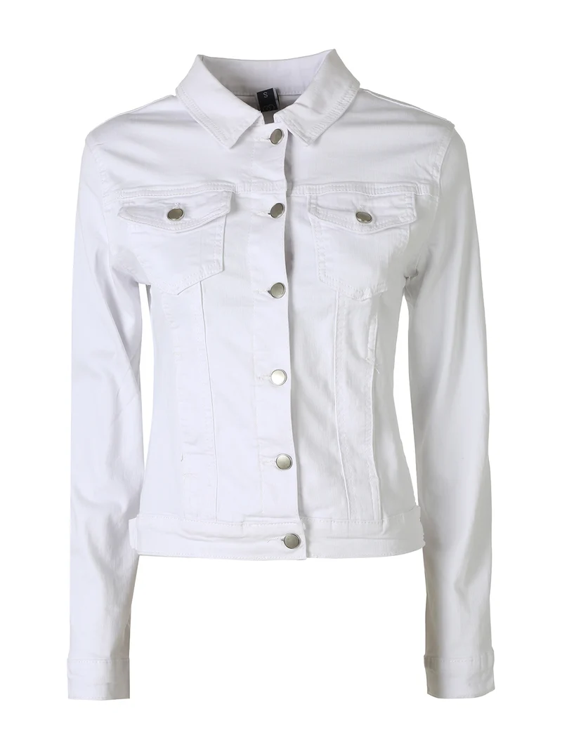 Giacca in jeans da donna con bottoni - bianco