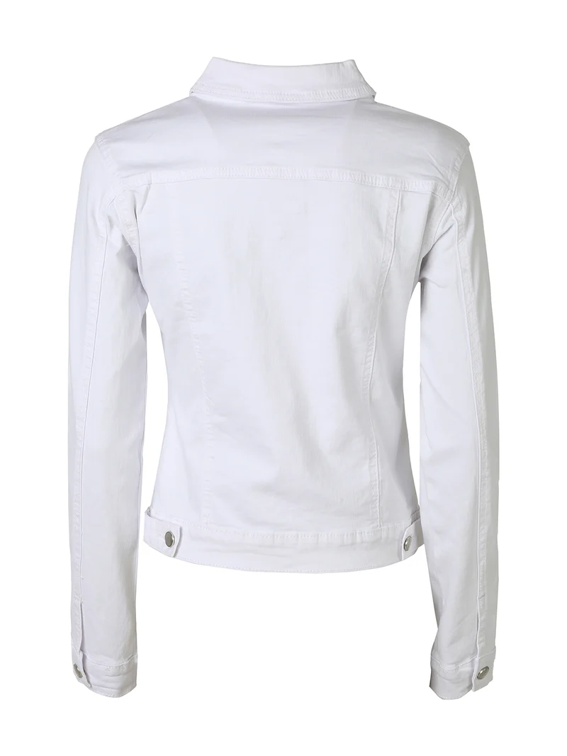 Giacca in jeans da donna con bottoni - bianco