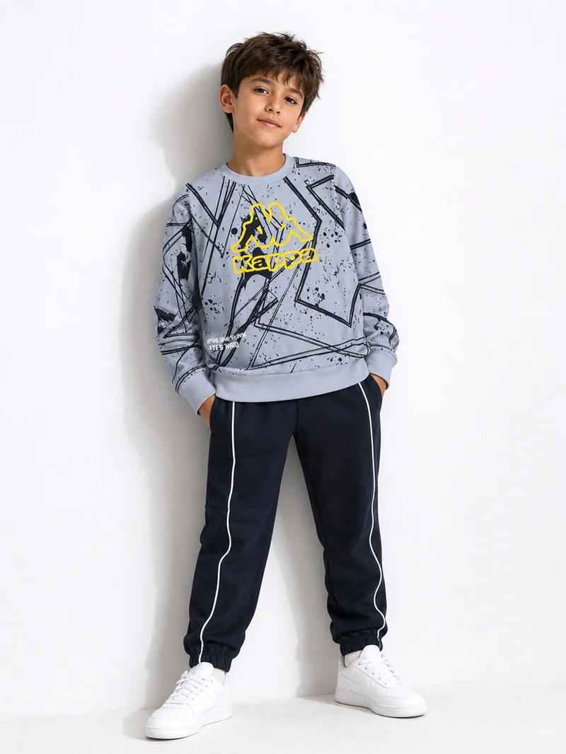 Completo tuta da bambino 2 pezzi con felpa girocollo e interno in caldo cotone - blu