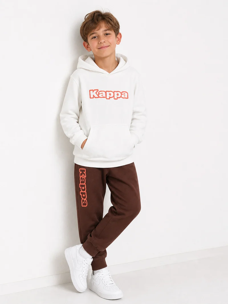 Completo tuta da ragazzo 2 pezzi con cappuccio e logo - panna