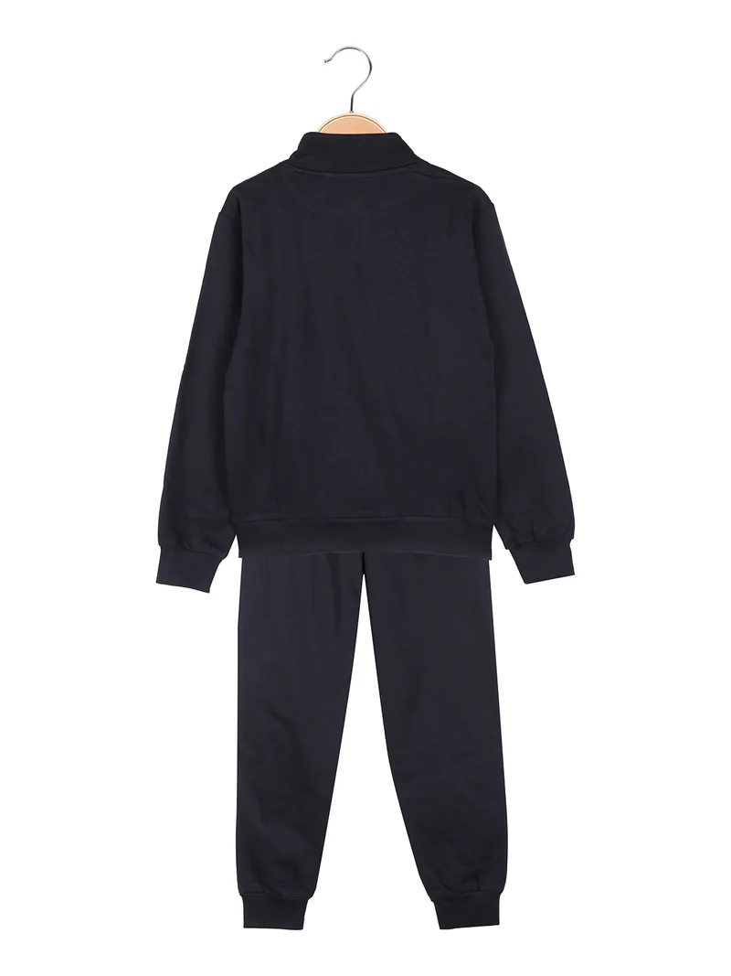 Completo tuta da ragazzo 2 pezzi full zip con interno in caldo cotone - blu scuro