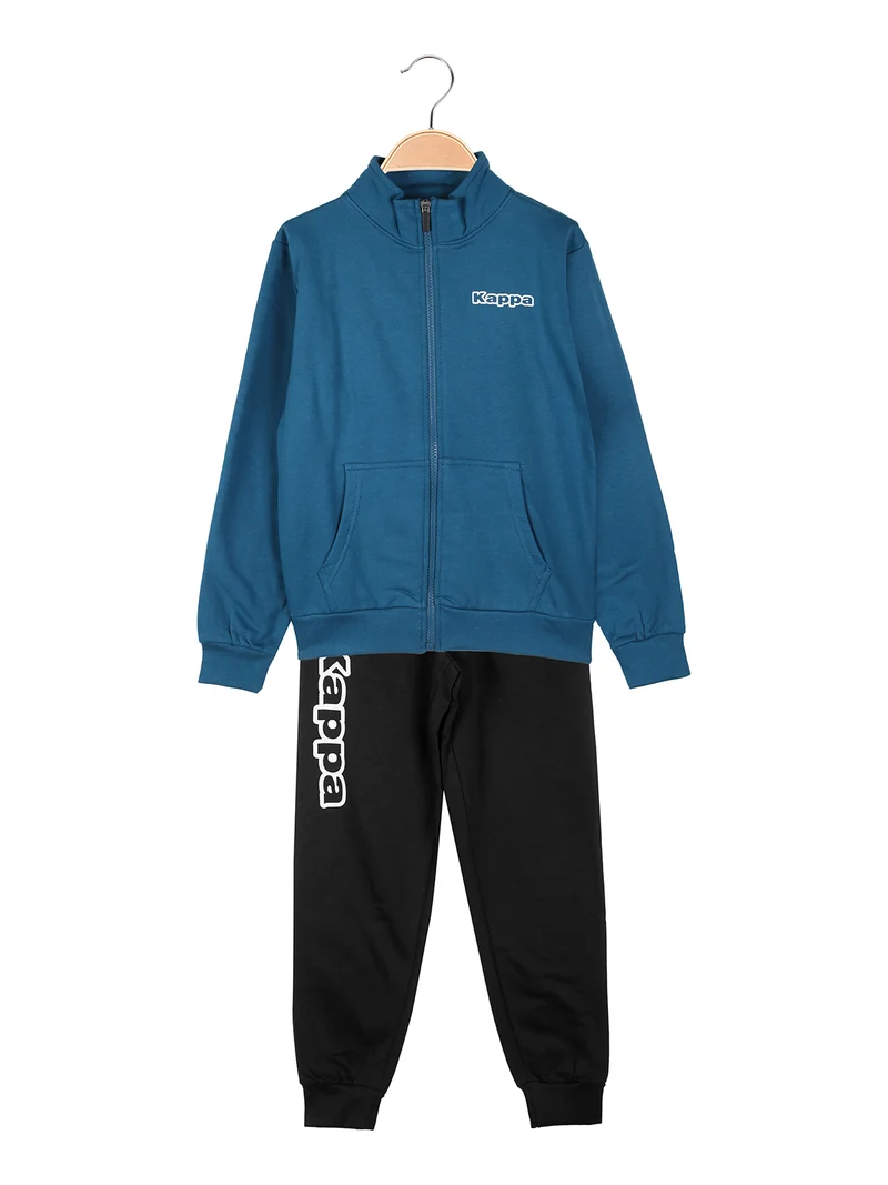 Completo tuta da ragazzo 2 pezzi full zip con interno in caldo cotone - ottanio