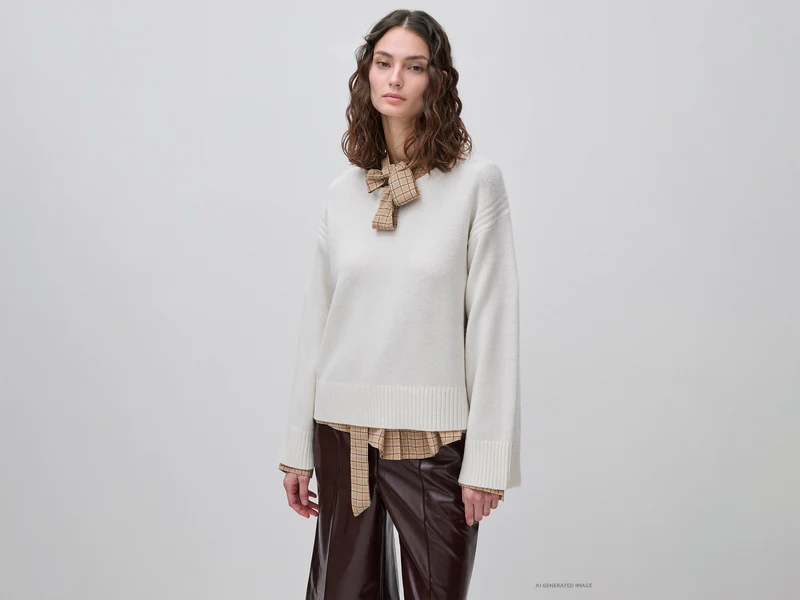 Kastenförmiger Pullover aus Wollmischung
