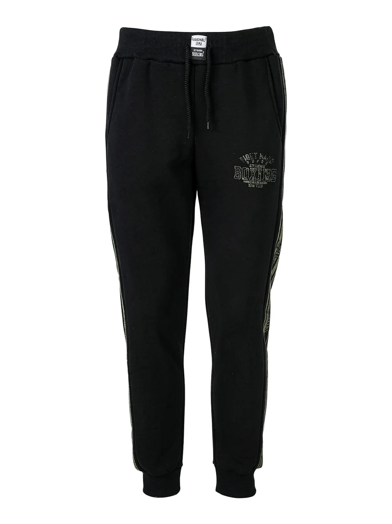 Pantaloni sportivi da uomo con interno felpato e dettagli dorati - nero