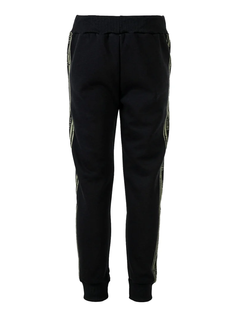 Pantaloni sportivi da uomo con interno felpato e dettagli dorati - nero