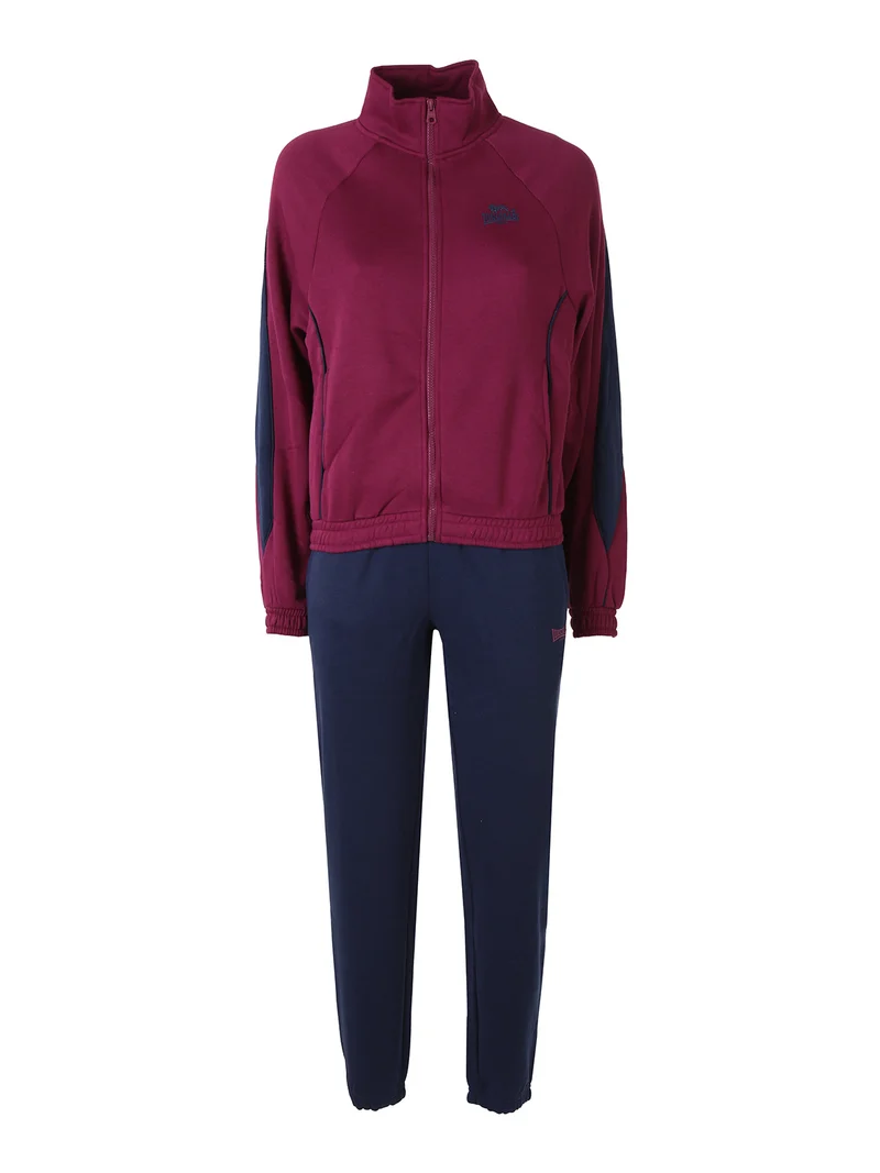 Completo tuta da donna felpata a collo alto con chiusura zip - bordeaux