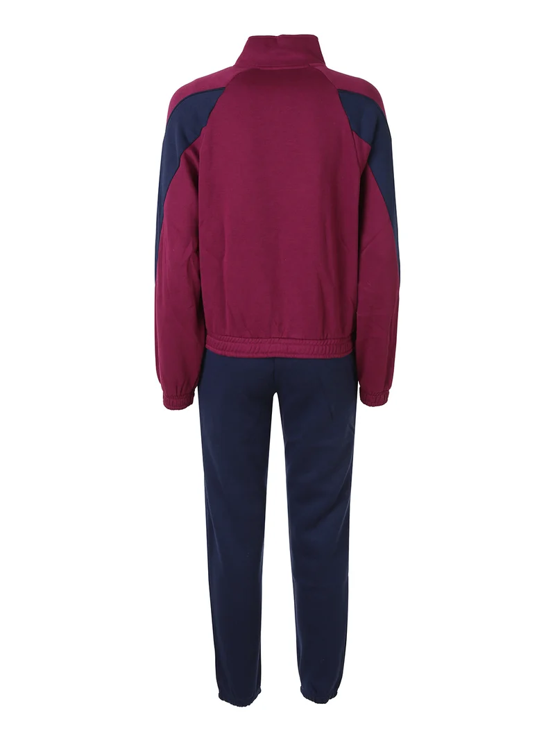 Completo tuta da donna felpata a collo alto con chiusura zip - bordeaux