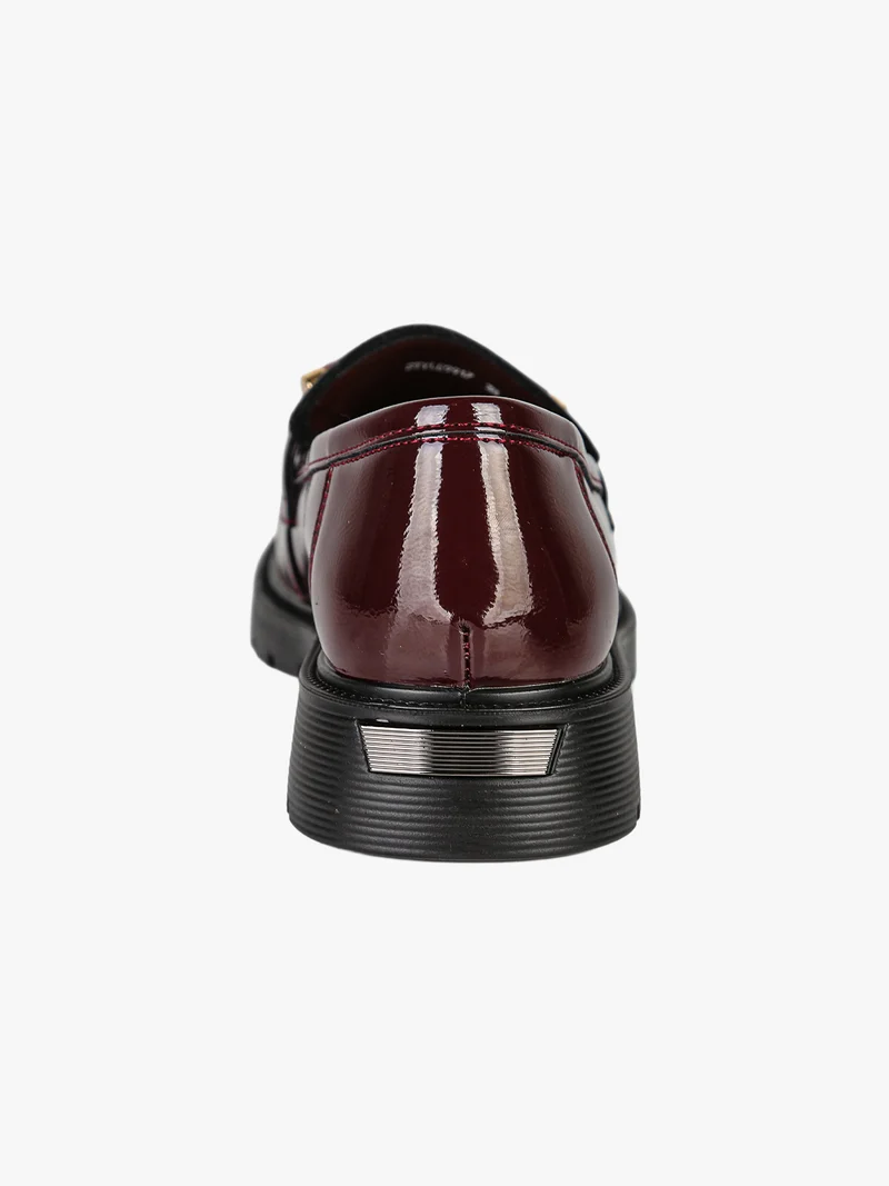 Mocassini donna in pelle lucida con morsetto decorativo - bordeaux