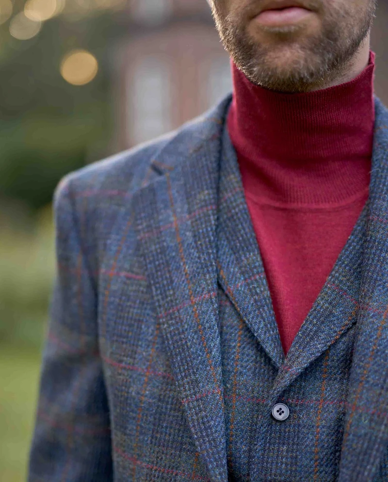 Harris Tweed Sakko "London" in multi-blue Tweed