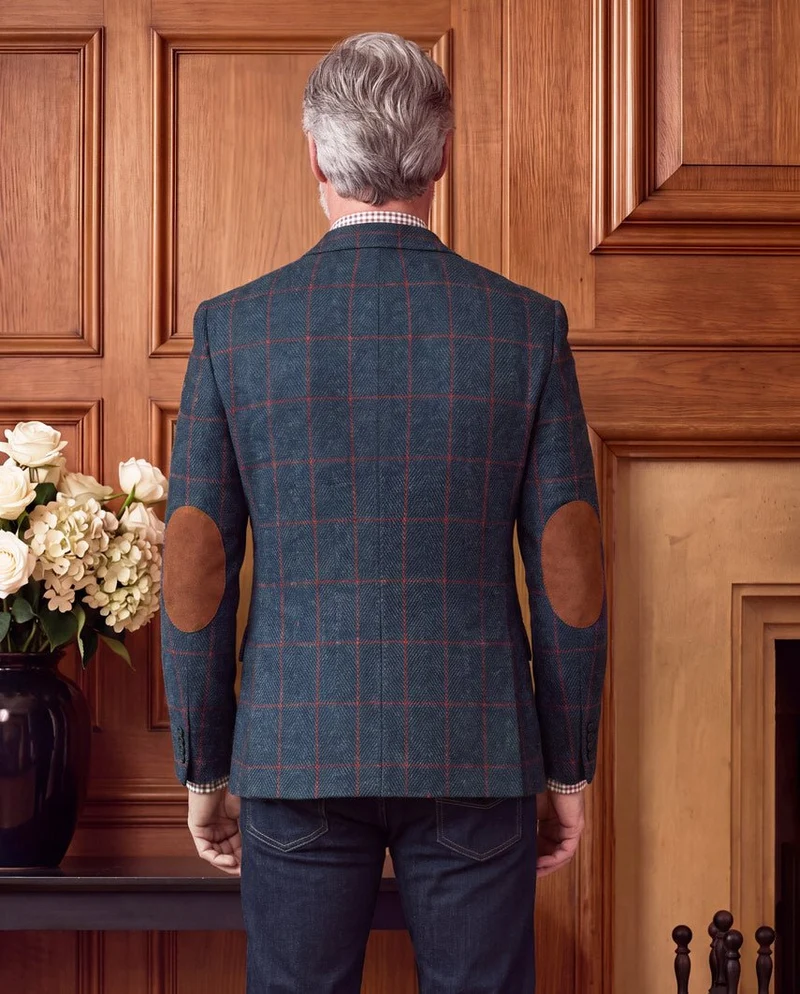 Harris Tweed Sakko "London" in red overcheck