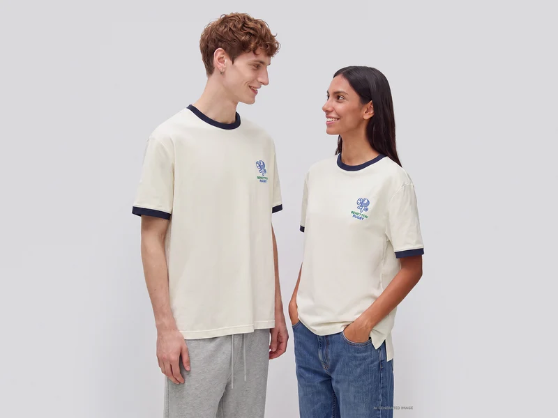 Benetton Rugby-T-Shirt, 100 % Baumwolle