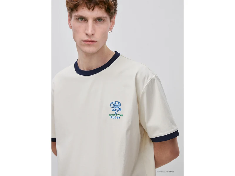 Benetton Rugby-T-Shirt, 100 % Baumwolle