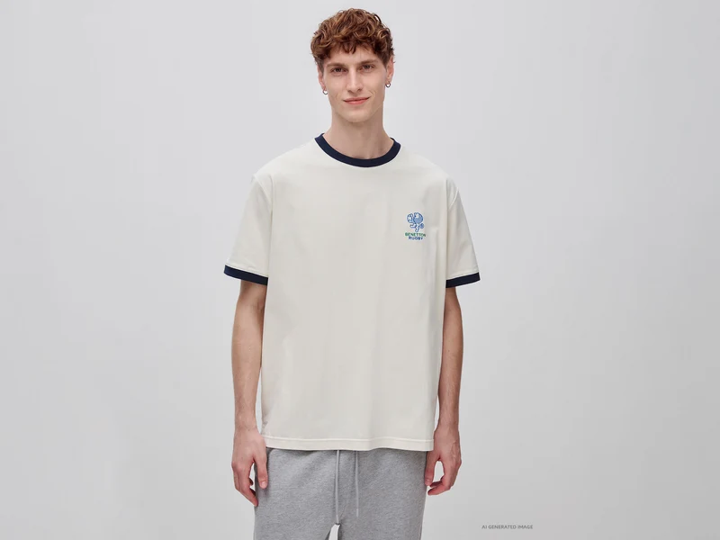 Benetton Rugby-T-Shirt, 100 % Baumwolle
