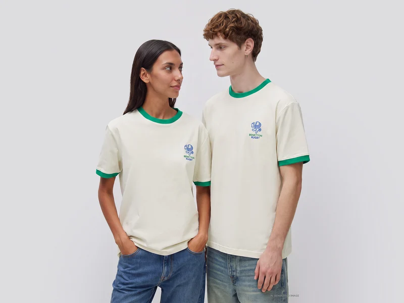 Benetton Rugby-T-Shirt, 100 % Baumwolle