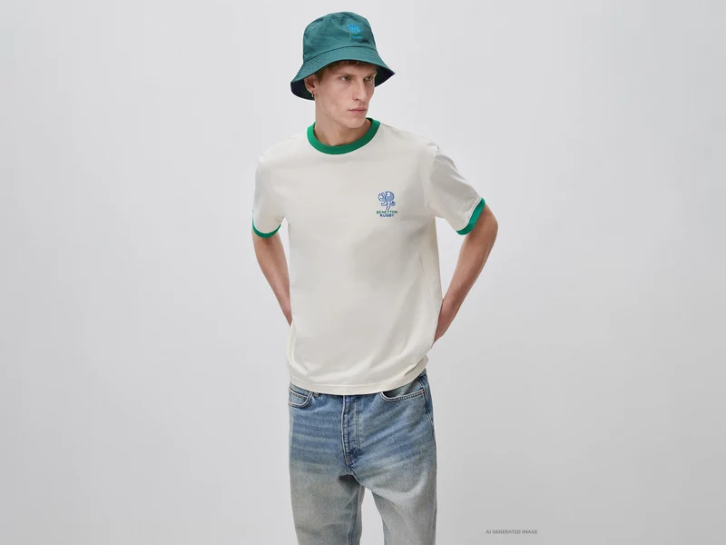 Benetton Rugby-T-Shirt, 100 % Baumwolle