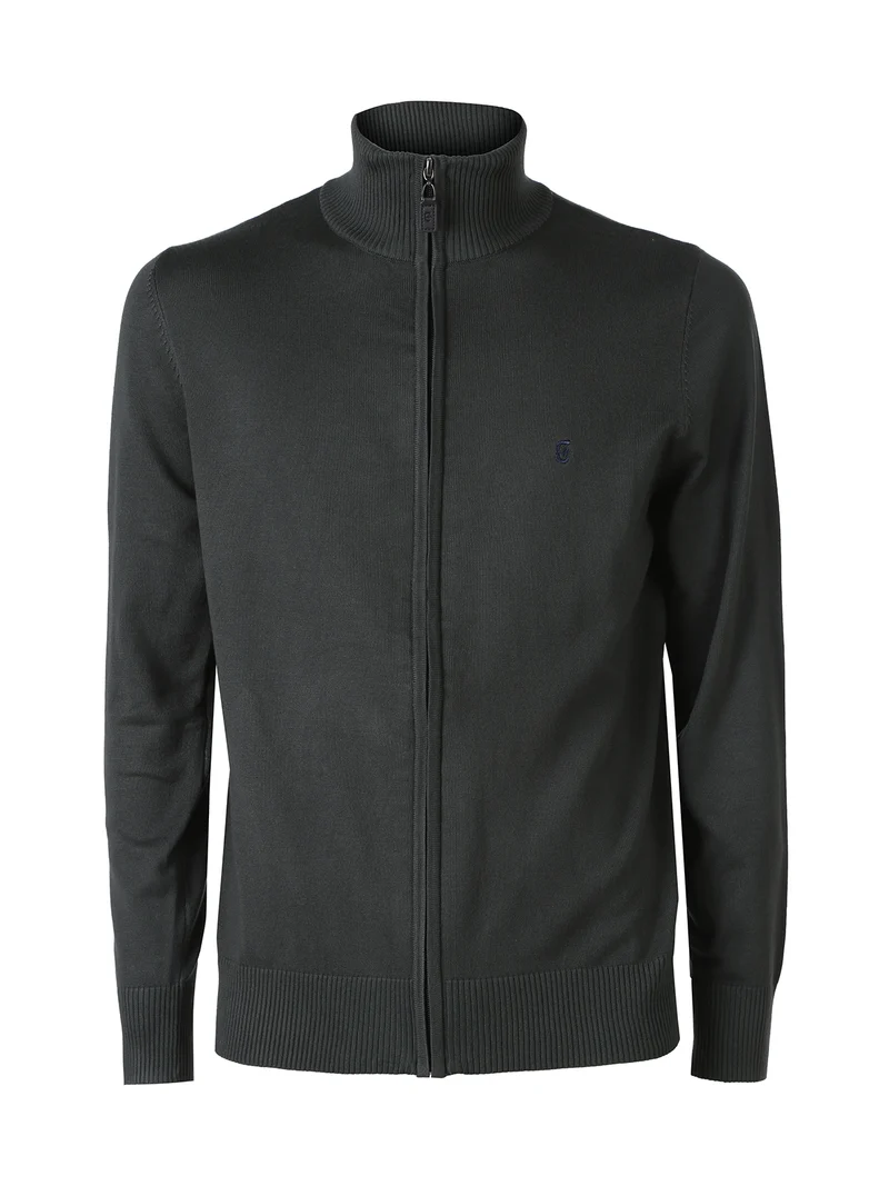 Cardigan uomo in maglia con zip - militare
