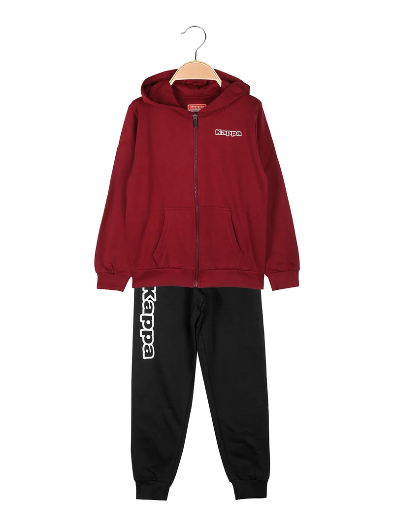 Completo tuta da ragazzo 2 pezzi con cappuccio e zip - bordeaux