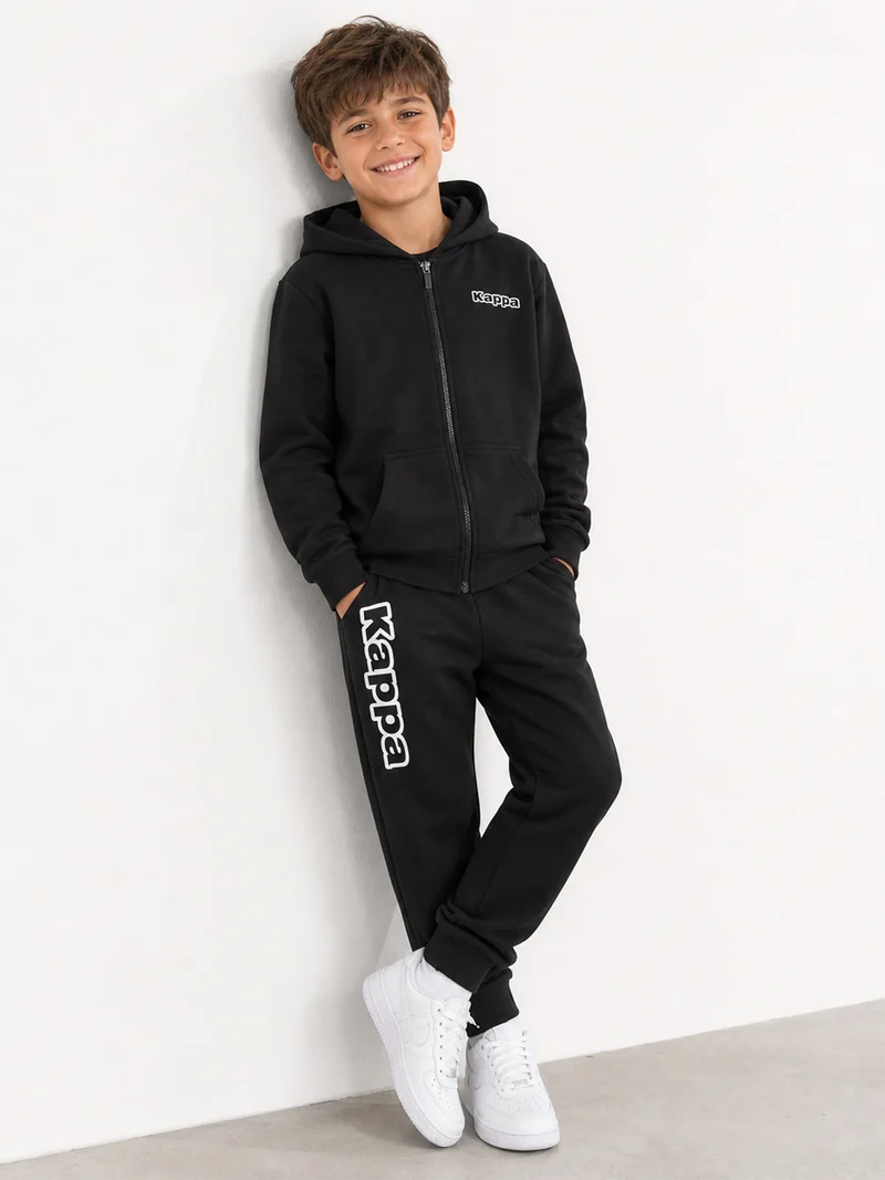 Completo tuta da ragazzo 2 pezzi con cappuccio e zip - nero