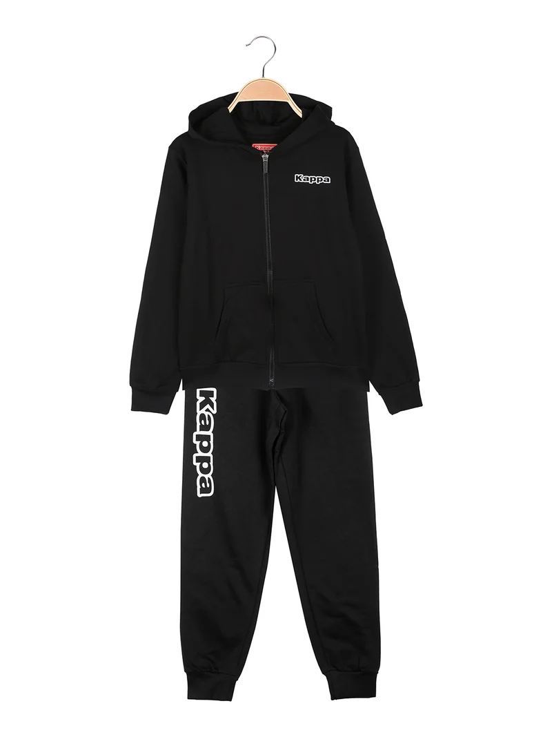 Completo tuta da ragazzo 2 pezzi con cappuccio e zip - nero