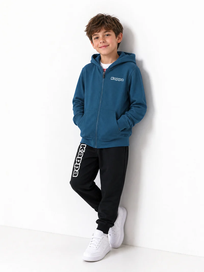 Completo tuta da ragazzo 2 pezzi con cappuccio e zip - ottanio