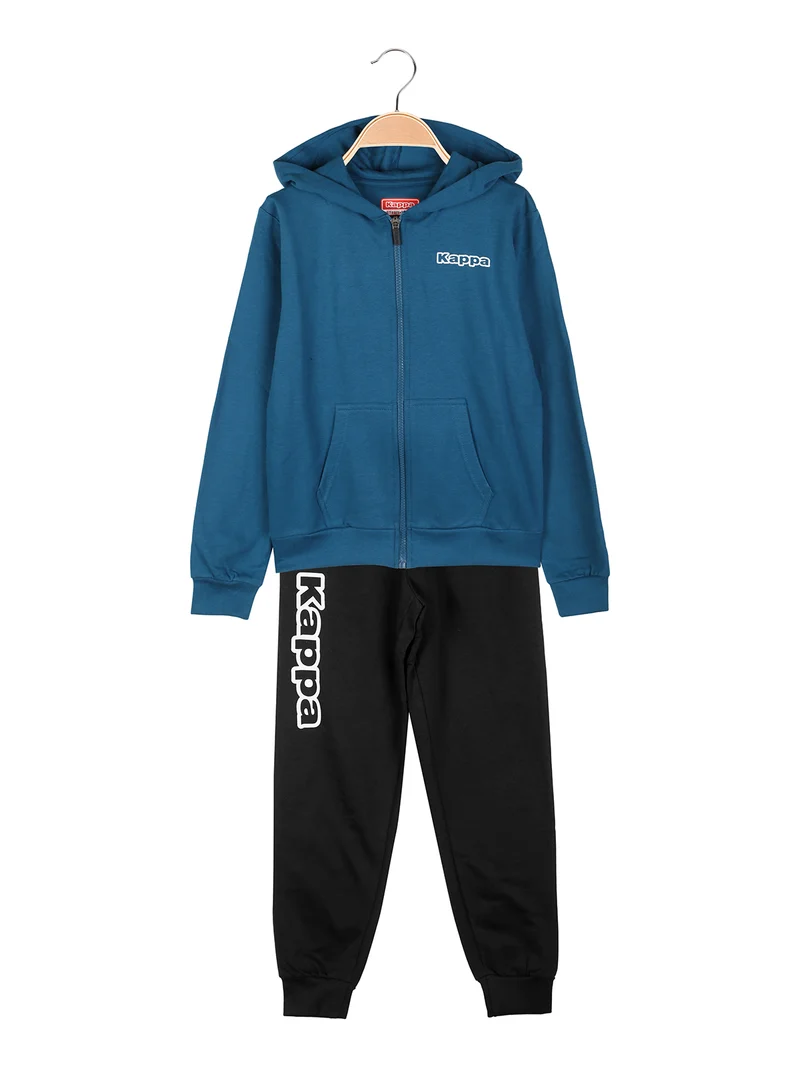 Completo tuta da ragazzo 2 pezzi con cappuccio e zip - ottanio