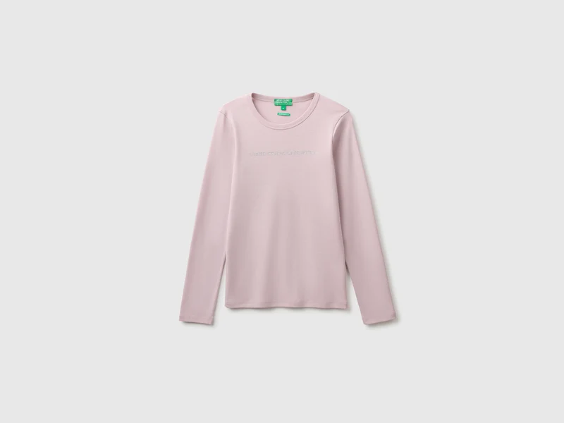 Langärmeliges T-Shirt mit Glitzerlogo