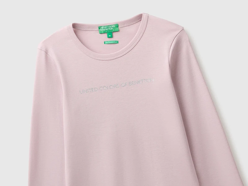 Langärmeliges T-Shirt mit Glitzerlogo