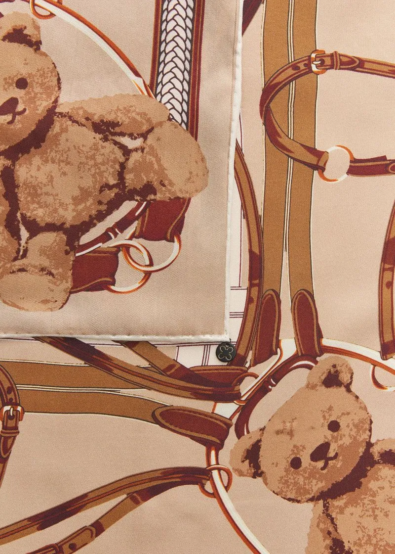 Luxuriöses Nicki Tuch aus reiner Seide mit Teddy-Motiven