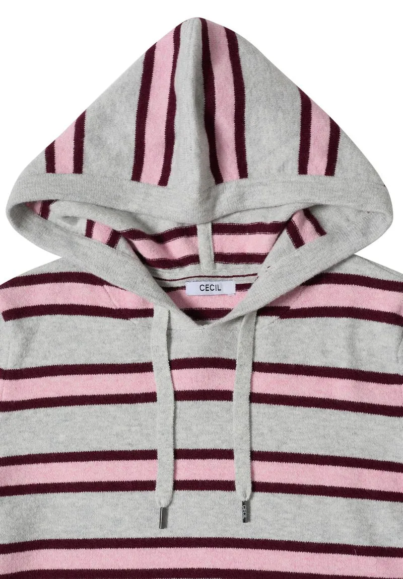 Langarm Pullover mit Kapuze und Streifen