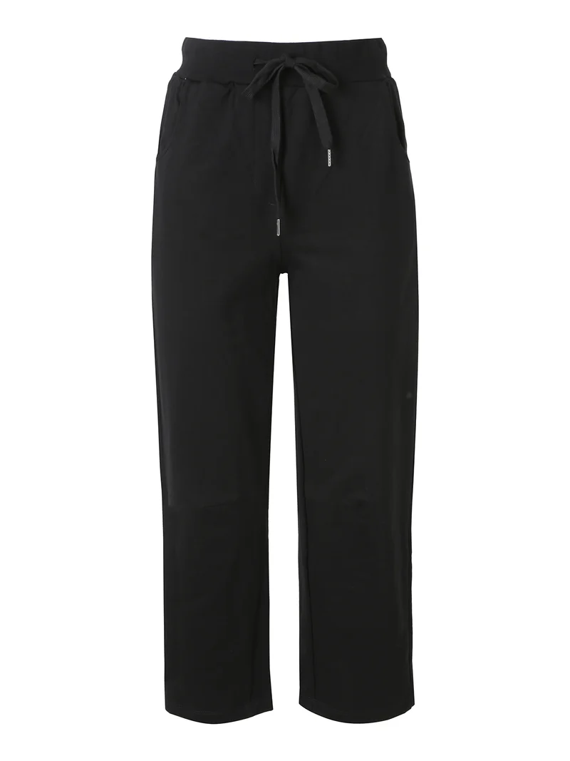 Pantaloni sportivi da donna in cotone con coulisse - nero