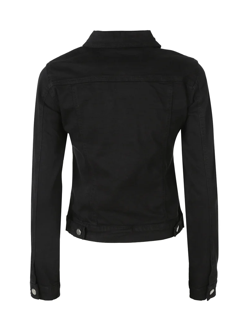 Giacca in jeans da donna con bottoni - nero