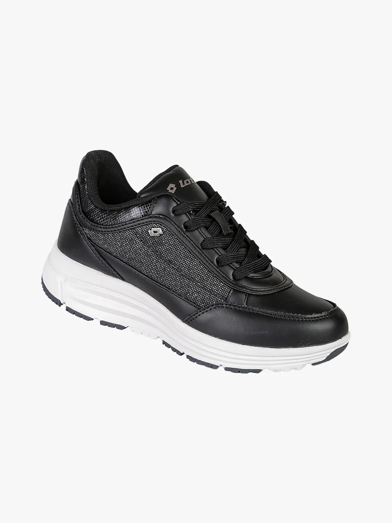 Sneakers donna con zeppa e dettagli glitter - nero