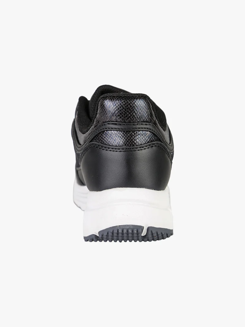 Sneakers donna con zeppa e dettagli glitter - nero