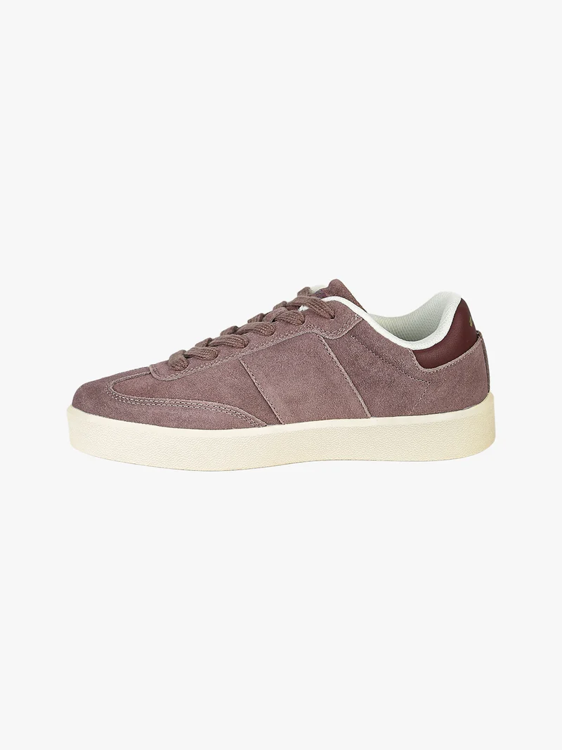 Sneakers basse da donna in ecopelle scamosciata - viola