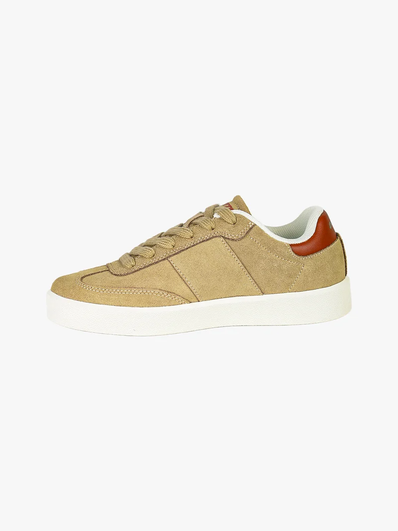 Sneakers basse da donna in ecopelle scamosciata - taupe