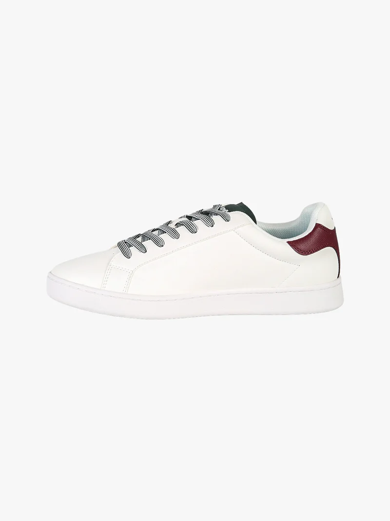 Sneakers basse da uomo in ecopelle con logo - bianco