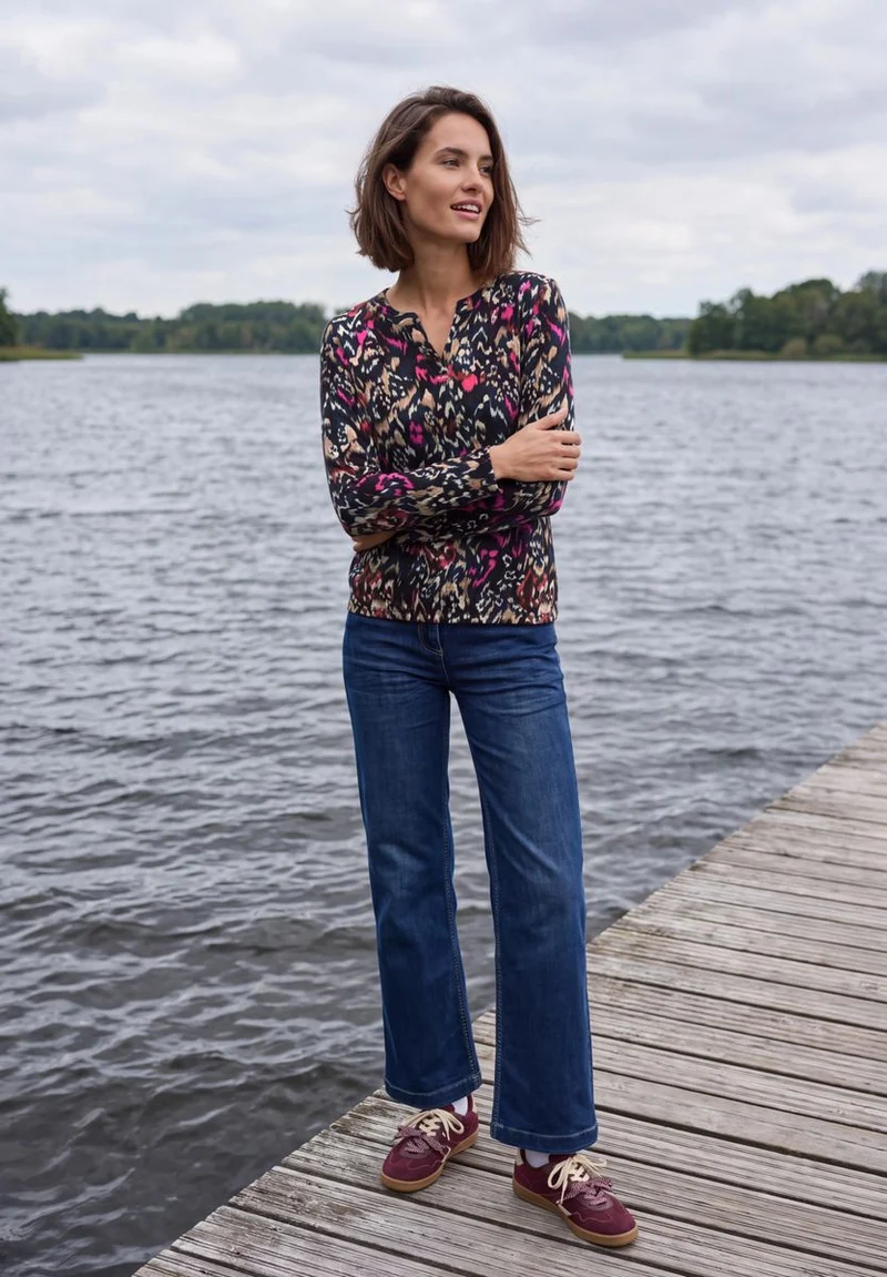 Shirt mit Split Neck im Tunika-Look