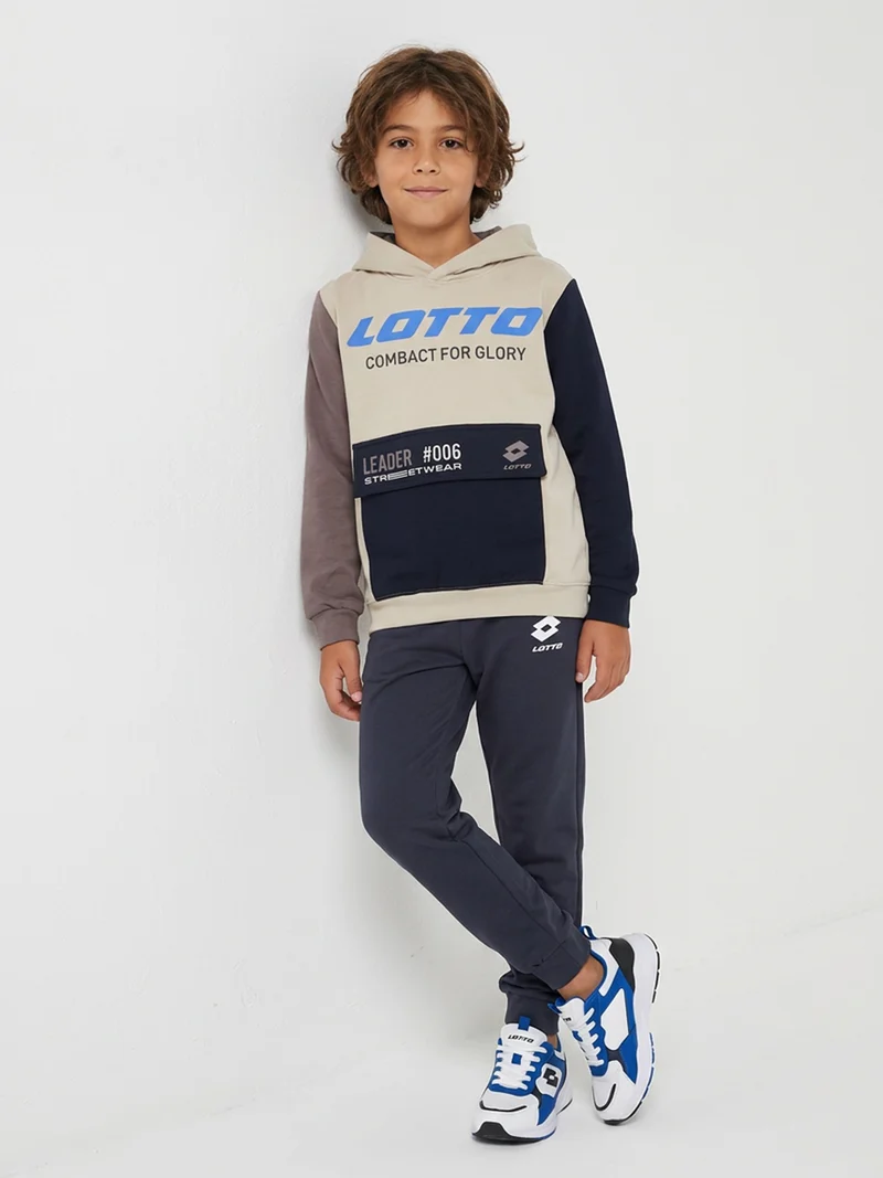 Completo tuta da ragazzo 2 pezzi con cappuccio e interno in caldo cotone - blu scuro