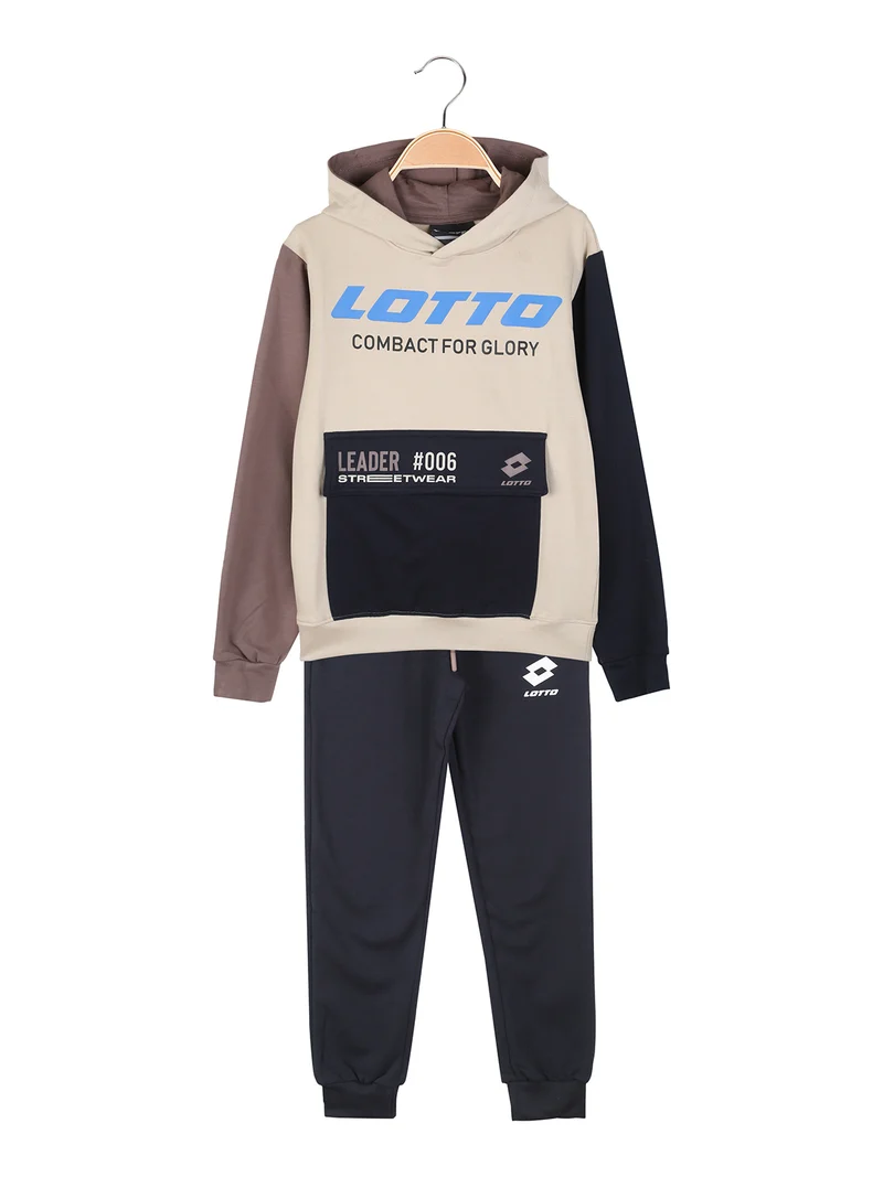 Completo tuta da ragazzo 2 pezzi con cappuccio e interno in caldo cotone - blu scuro