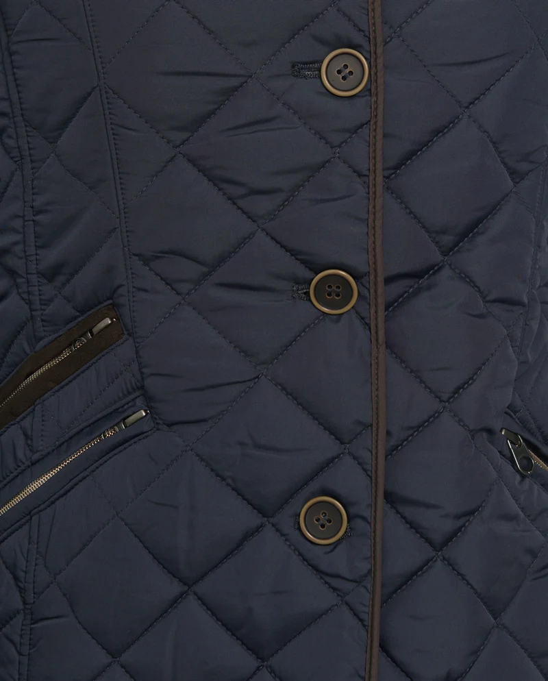 Steppmantel "Gabby" mit Tweed Besatz in navy